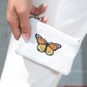 Brandy Melville white butterfly coin purse